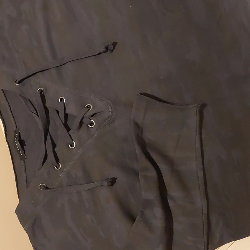 Sanctuary blue camo front laced up sweatshirt